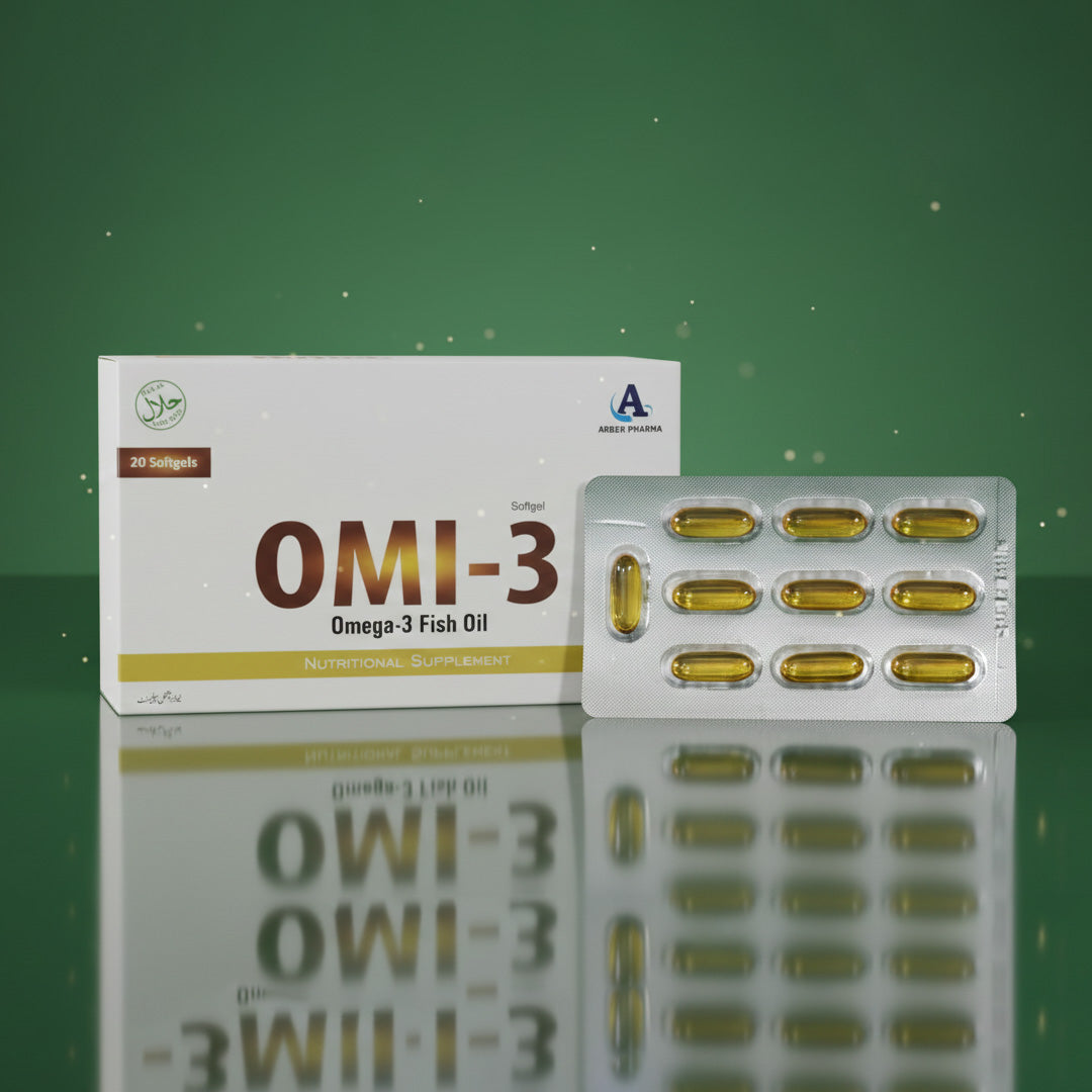 OMI-3 Omega-3 Fish Oil Softgels - 20 Capsules | Halal Certified Nutritional Supplement for Heart & Brain Health