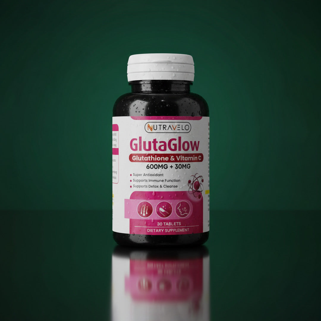 Nutravelo GlutaGlow (Glutathione + Vitamin C) – 30 Tablets