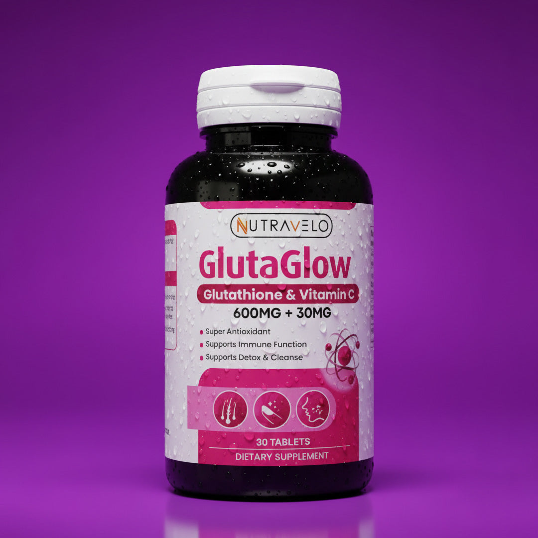 Nutravelo GlutaGlow (Glutathione + Vitamin C) – 30 Tablets