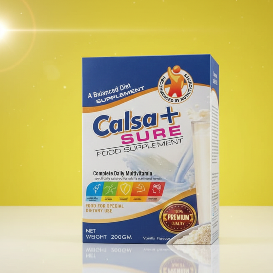 Calsa+ SURE Complete Daily Multivitamin Food Supplement - 200g | Vanilla Flavor for Adult Nutritional Support