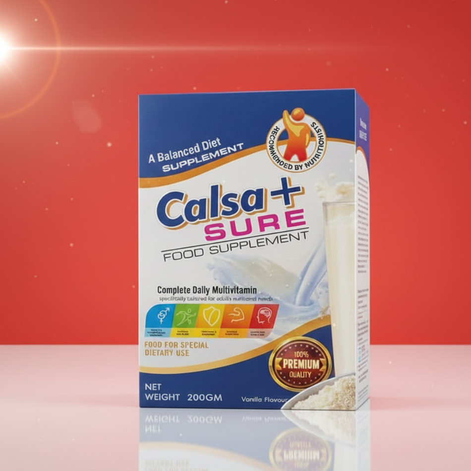 Calsa+ SURE Complete Daily Multivitamin Food Supplement - 200g | Vanilla Flavor for Adult Nutritional Support