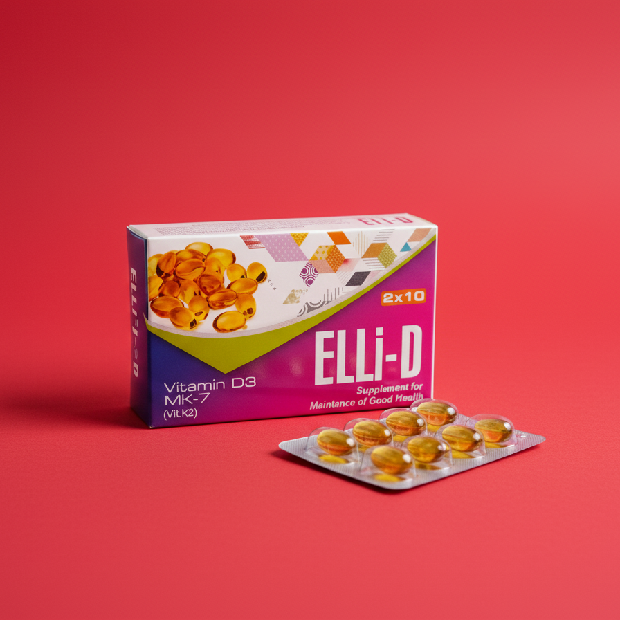 ELLi-D | Vitamin D3 & MK-7 - 20 Capsules | Bone & Immune Support Supplement